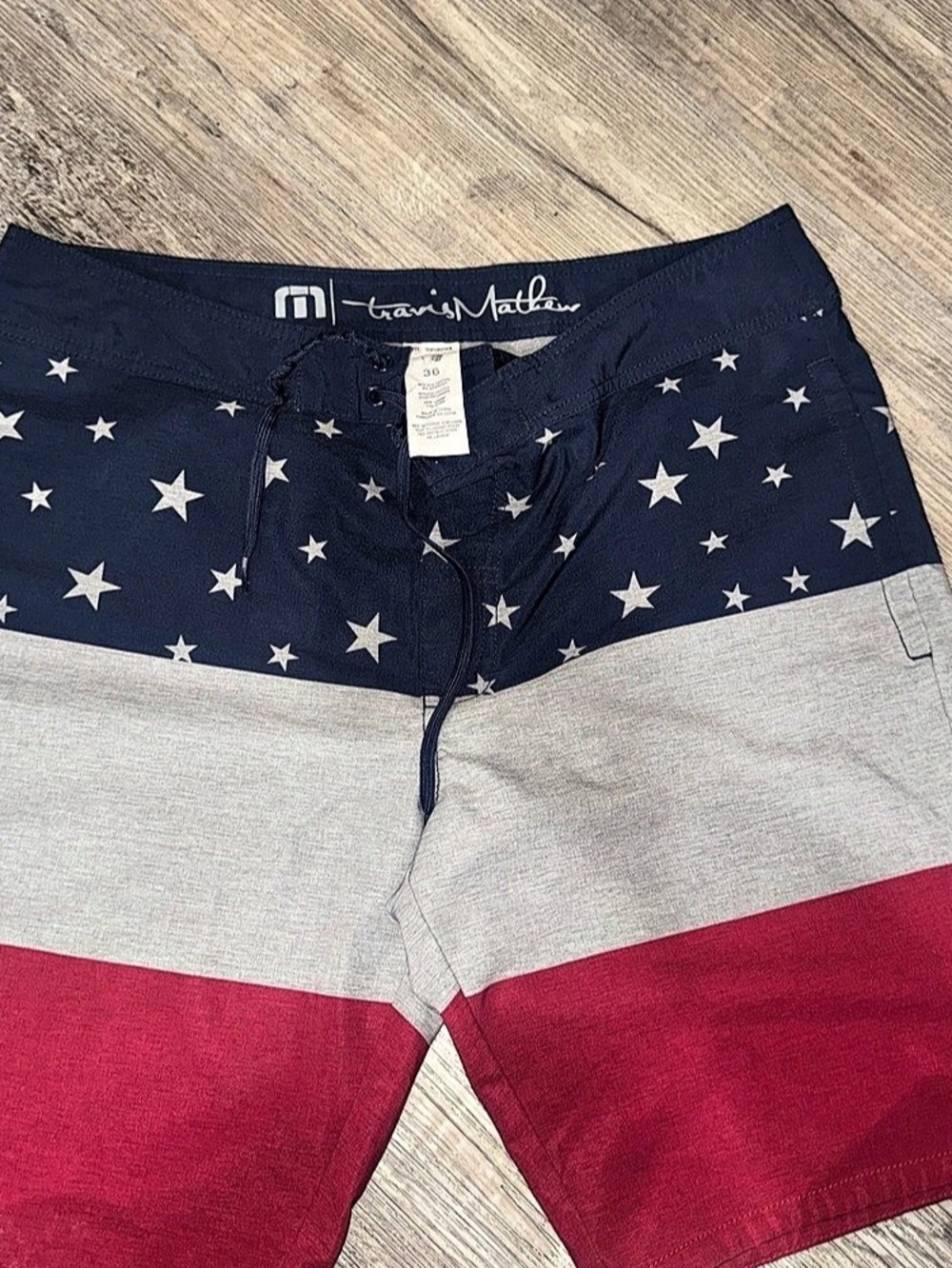 TravisMathew Rip Me Off Color Block Hybrid Shorts Blue & Red Waist 36